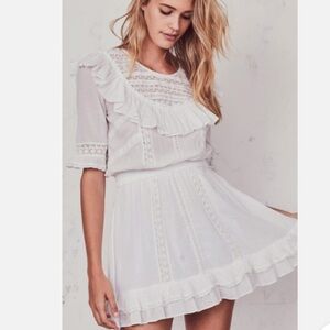LoveShackFancy Cooper White Ruffle Mini Dress